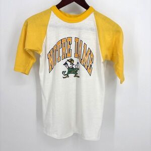 Kids Vintage Notre Dame Fighting Irish Raglan Shirt Size XL Made in USA